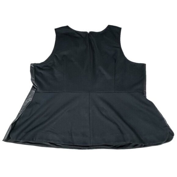 Lane Bryant Plus Size 26 Faux Leather Embellished Sleeveless Blouse Peplum Black - Picture 2 of 8